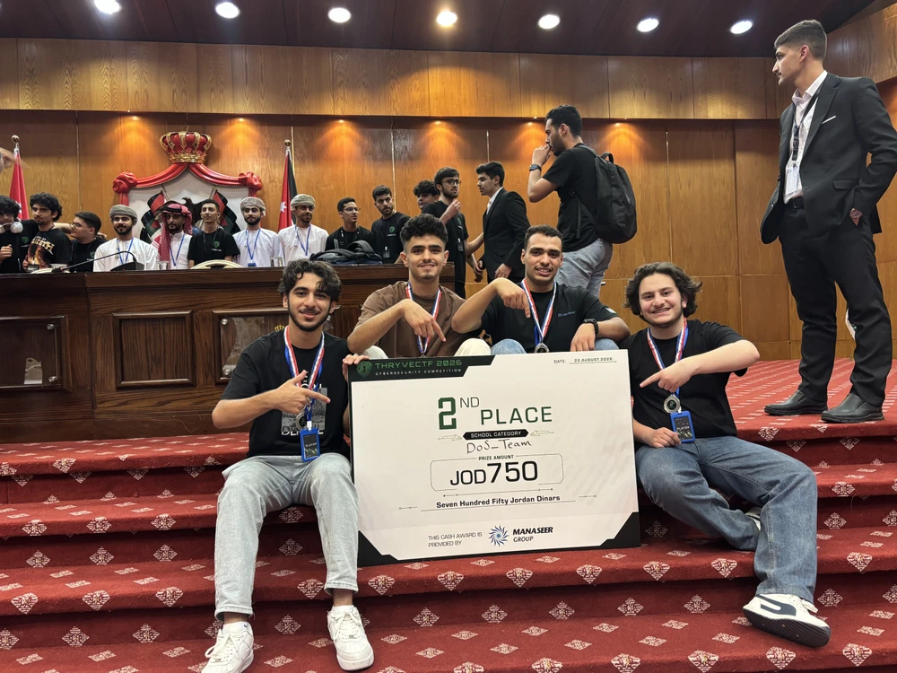 DoS_Team holding the Thryve CTF 2026 second-place award board
