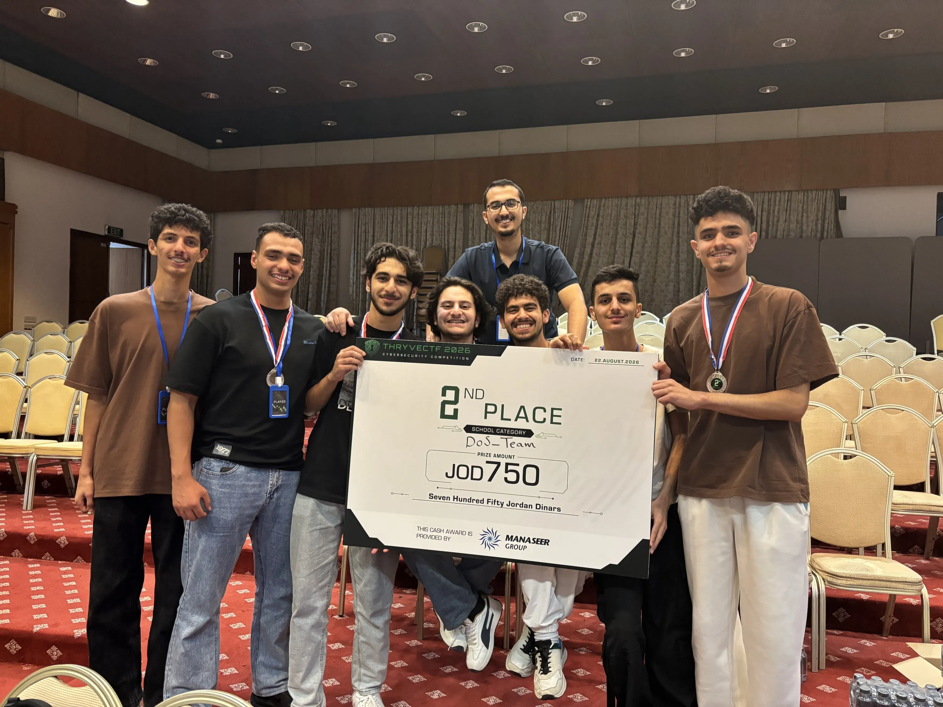 DoS_Team celebrating second place at Thryve CTF 2026